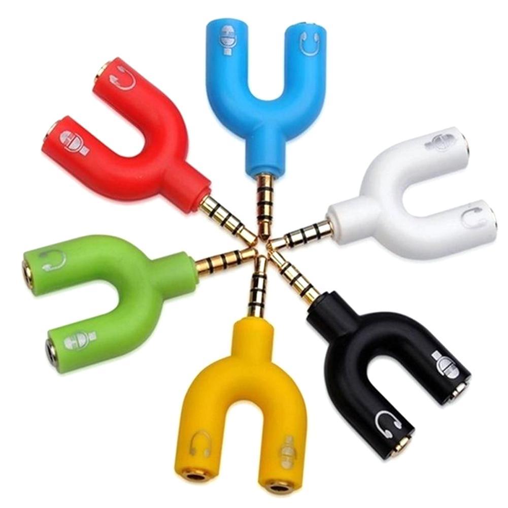 Earphone Splitter Jack - 1 adet çift 3.5MM U tipi